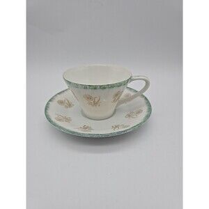 Vintage UCAG Japan Teacup & Saucer Floral & Gold Trim with Label Mid-Century